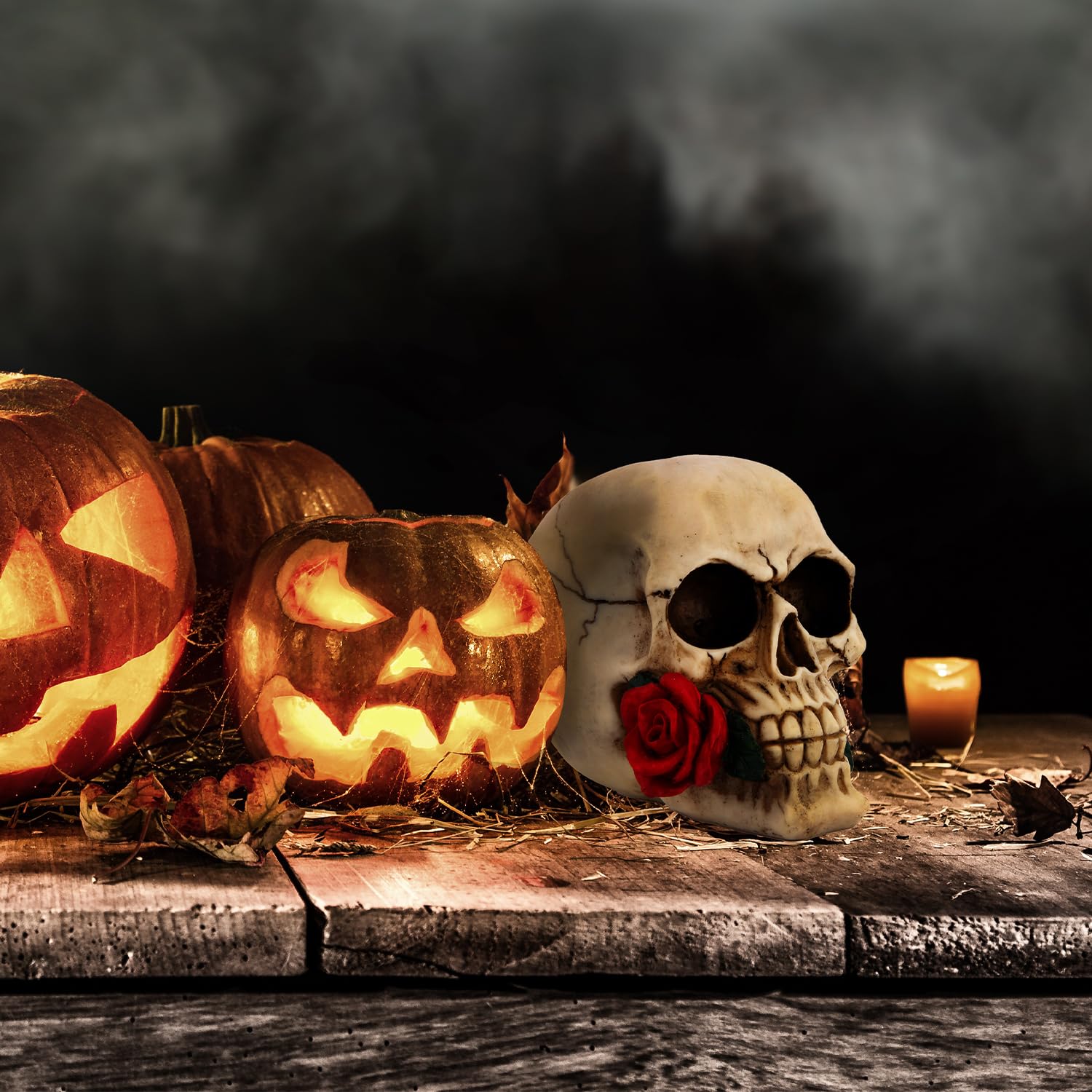 Rvikurc Bougeoir D'Halloween En Forme De Tête De Mort En Résine - Décoration De Table Pour Halloween, Décoration De Fête (crâne