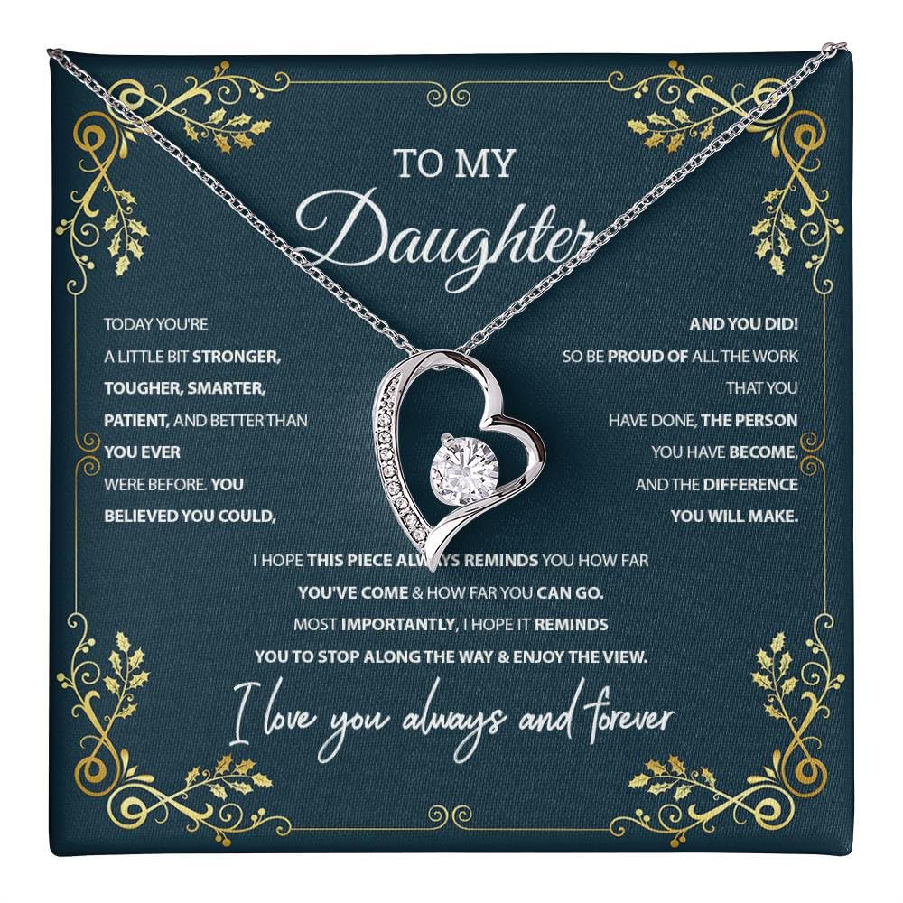 KOLSTRAW To My Daughter Necklace - Forever Love Gift From Mom And Dad, Birthday &