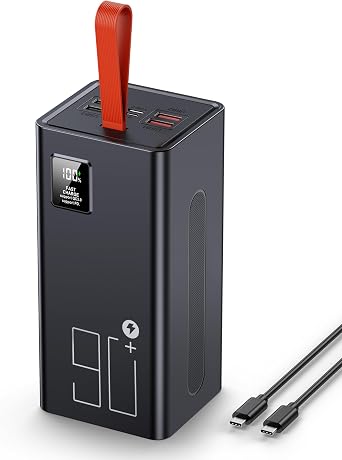 Batterie Externe 90000mAh 30W Power Bank, 5 Sorties, USB C, Affichage LED