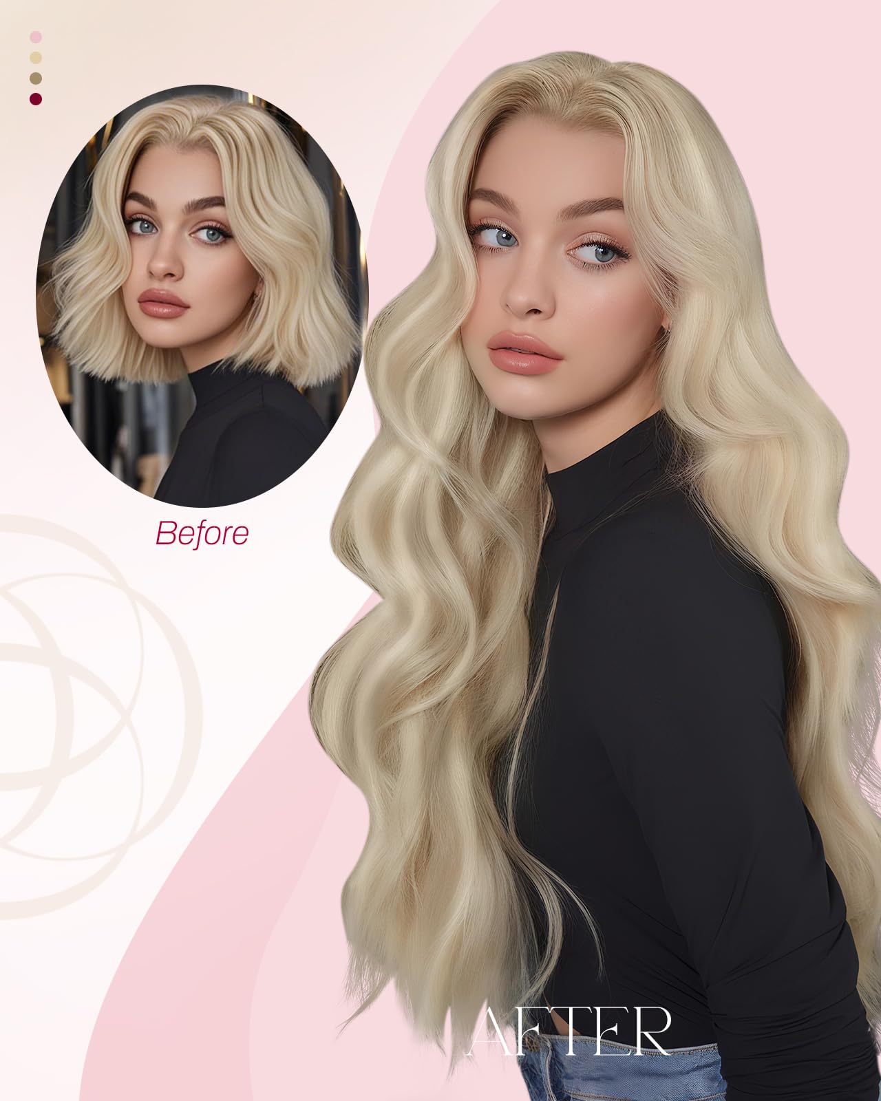 Moresoo Nano Hair Extensions Real Human Hair 16 Inch 50g/Pack Ash Blonde Highlight Nano Beads Hair Extensions Human Hair 1g/s Remy Straight Hair #P18/613 — view 6