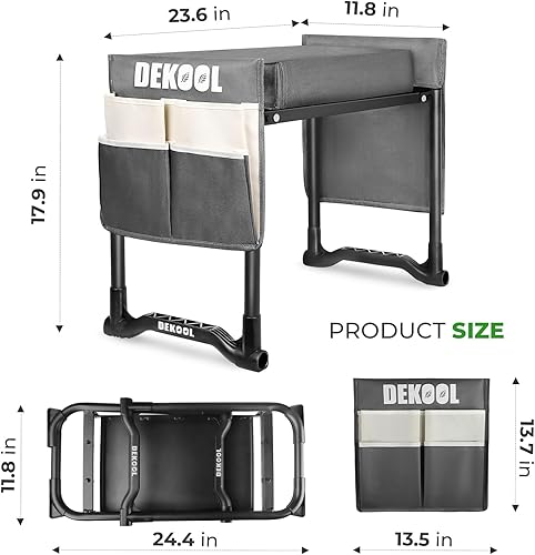 Miniatura 2 de Rodillero y asiento plegable para jardín, almohadilla de rodillas ampliada suave mejorada con rayas magnéticas, taburete de jardín con bolsas de