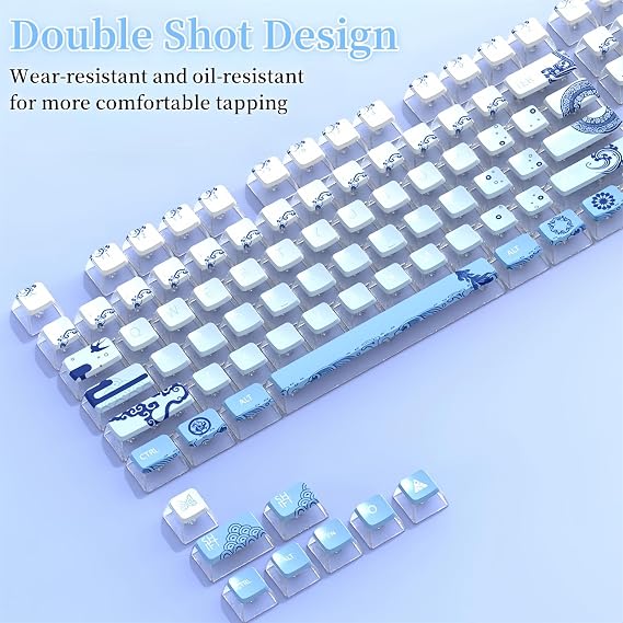 Pudding Keycaps Set,Double Shot PBT Dye-Sub Custom Keycaps ASA Profile 116 Keys Cute Themed Transparent Backlit Keycaps for ANSI 100% 60% TKL Cherry MX Switch Mechanical Gaming Keyboard (02)