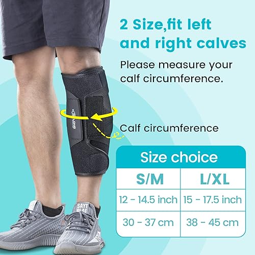 Miniatura 6 de Mangas de compresión para pantorrillas para hombres y mujeres, férulas de espinilla para envoltura muscular de pantorrilla, banda elástica en forma