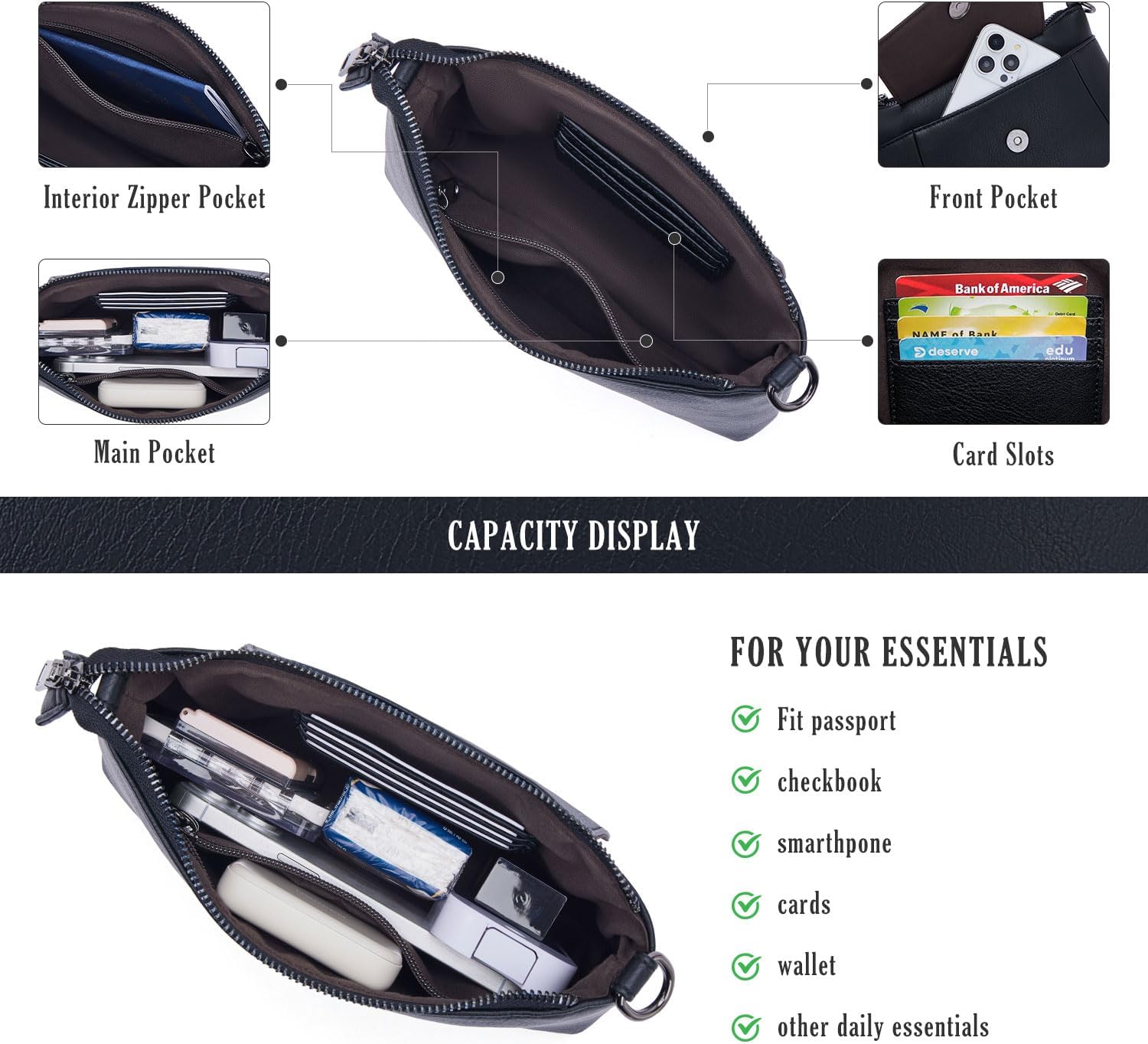 Small Crossbody Bags for Women, Cell Phone Bag Mini Over Wristlets Handbag Wallet Purse with Card Slots - Image 4