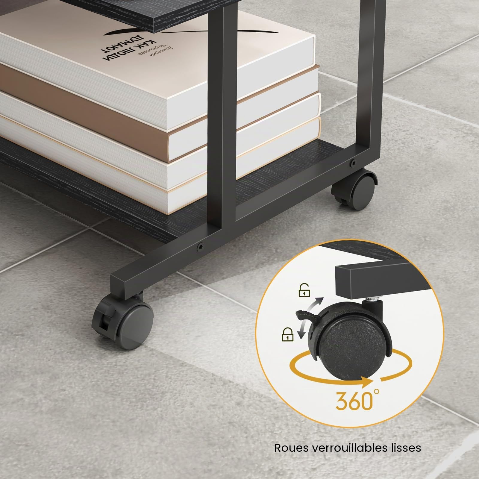 Livofloral Support d'imprimante, Chariot Industriel à 2 Niveaux avec étagère, étagère de Rangement pour Bureau et Maison, Noir