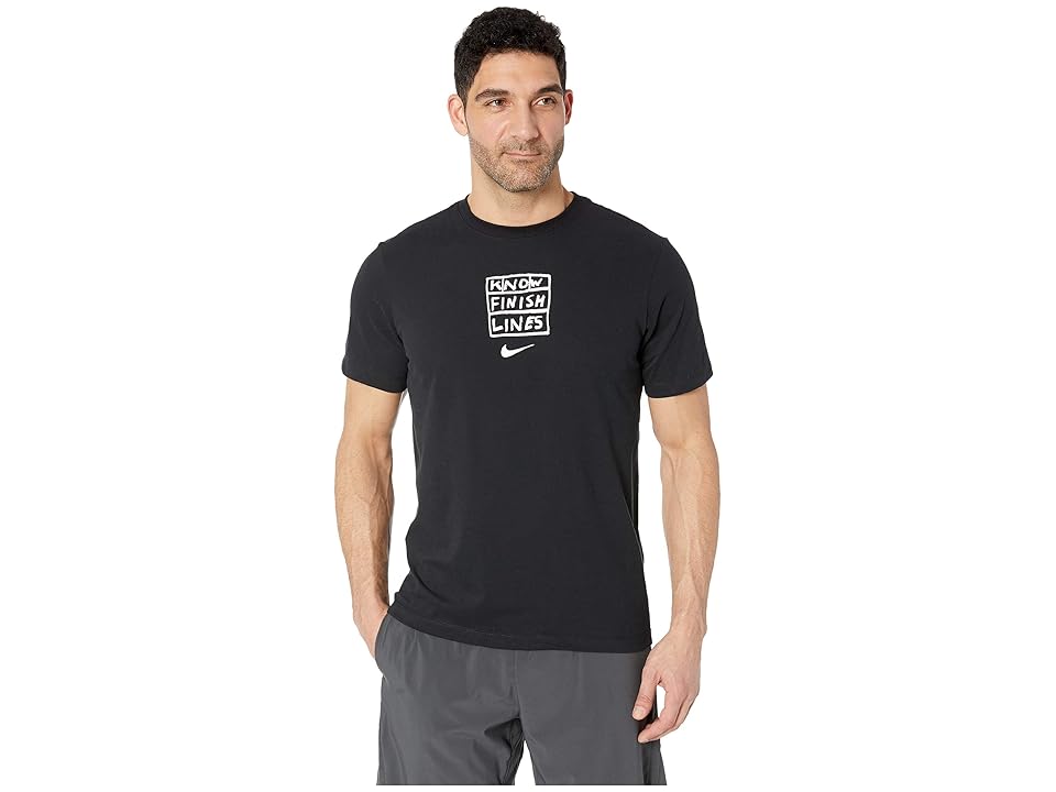 

Nike Dry Tee Dri-FIT Cotton Finish Lines (Black) Men's Clothing