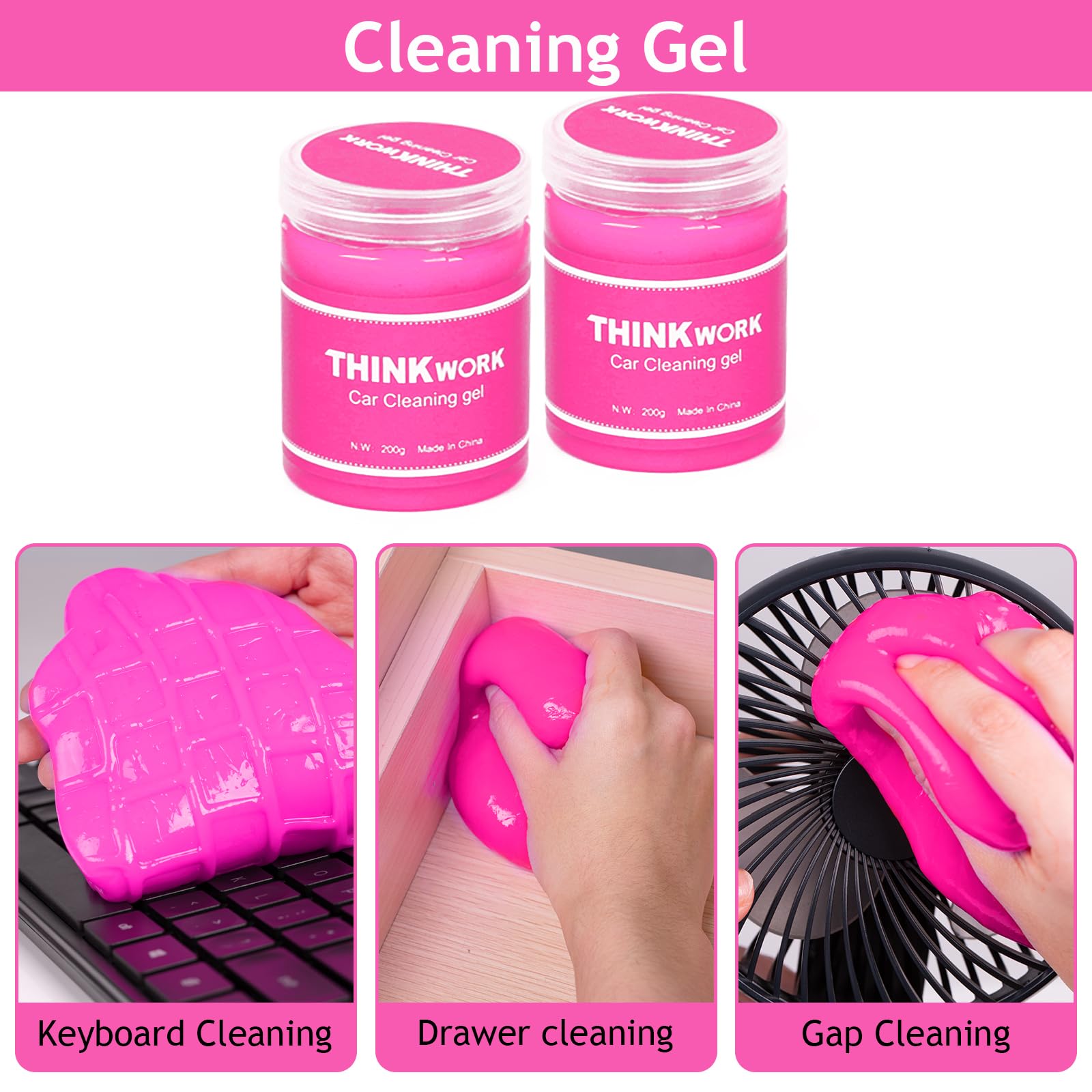 Kit de limpieza, lavado de autos rosados ​​para el lavado de autos de damas: incluye 17 piezas de gel de lavado de autos, tela de limpieza de microfibras,(pink)