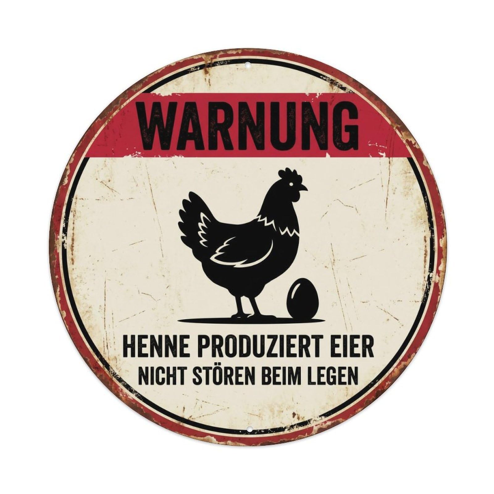 Retro Hen Egg Production Vintage Metal Tin Sign Plaque Wall Decor for Cafe, Club, Garden Round Metal Poster 8x8Inch