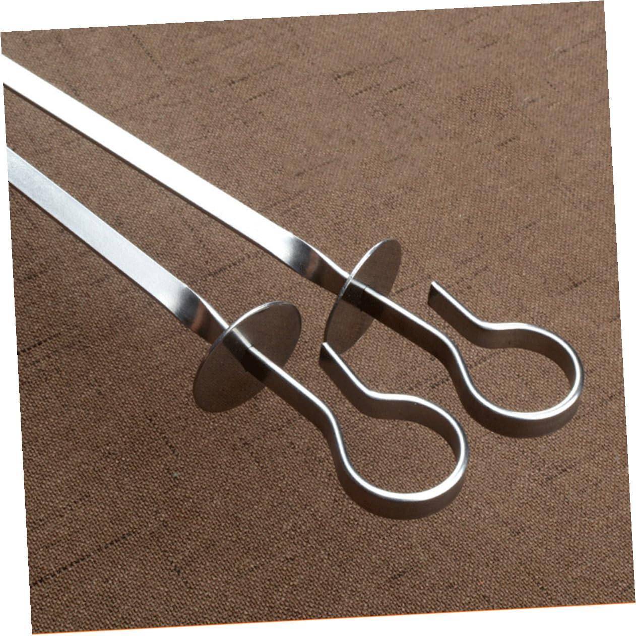 Set 20 Spiedini Barbecue in Acciaio Inossidabile Manico ad Anello, Spiedini Piani Resistenti e Riutilizzabili per Grigliare Carne e Verdure