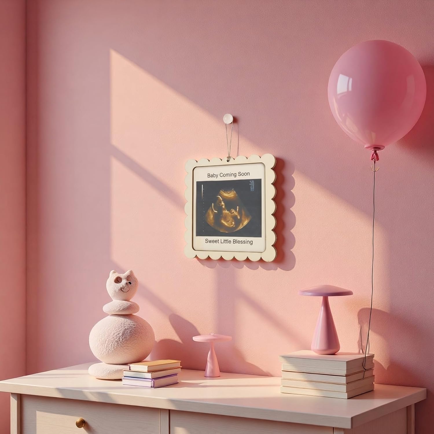 Scalloped Pregnancy Announcement Box for Grandparents with Sign - Baby Coming Soon Gift, Holds 3x4 Ultrasound Photo, Surprise Reveal Keepsake for Parents - Image 7