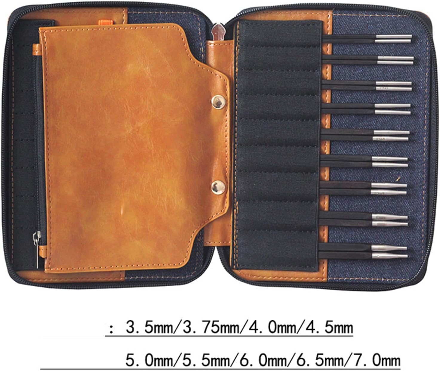 プリム（Prym） 編み針ケース 20 x 43cm 布製 – なないろ毛糸 3.5 ミリメートル-7.0 ミリメートル交換丸編み針セットケースとアクセサリー付き女性用セット正方形ケースとアクセサリー付き