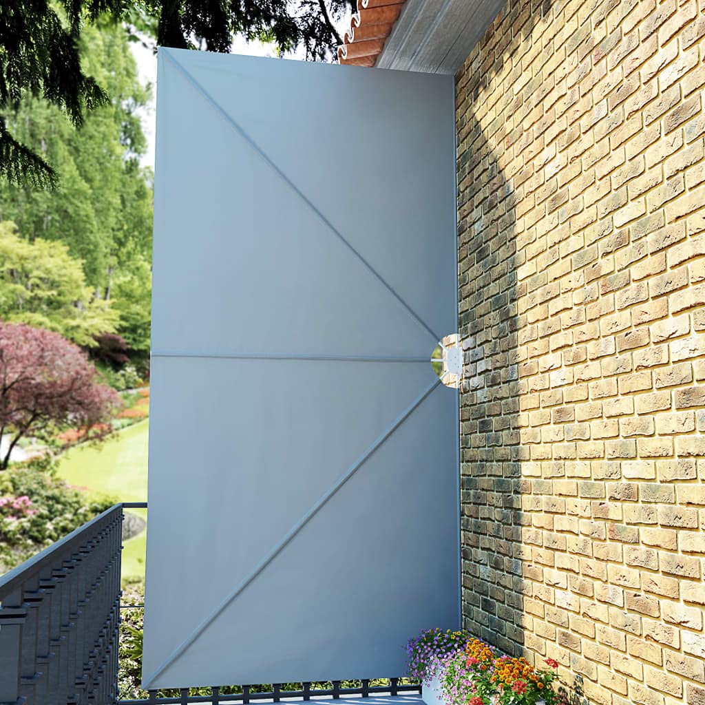 Składane kieszenie boczne na taras, boczne markiza balkonowa, markiza ogrodowa, ochrona przed wzrokiem, prostokątna, szara, 400 x 200 cm