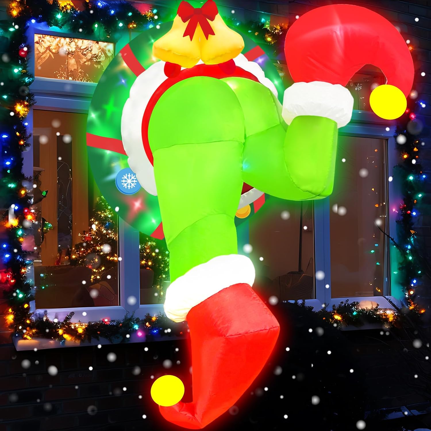 4FT Christmas Inflatable Grinch Wreath Decoration