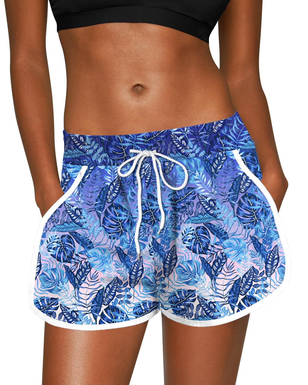 For G and PL Women Summer Floral Beach Boardshorts with Pockets Swim Trunks