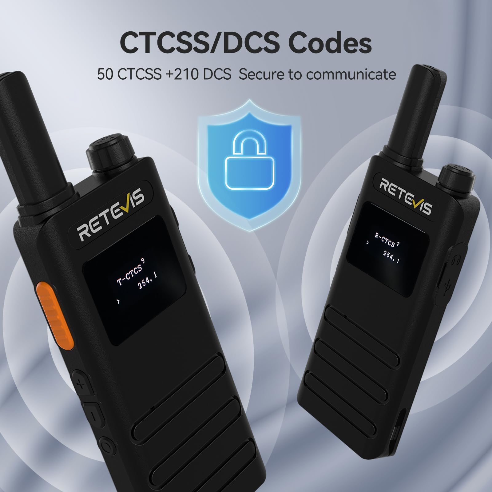 Retevis B63S Walkie Talkie Dla Dorosłych, Dwukierunkowe Radio PMR446 Slim ze Słuchawką, Ekranem LCD, VOX, USB C, 1620 mAh Możliwością Ładowania do Handlu Detalicznego, Restauracji (4 Szt, Czarne)