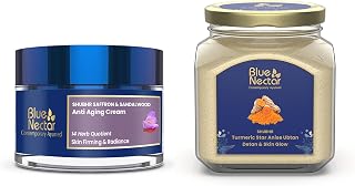 Blue Nectar Anti Aging Saffron Sandalwood Cream Women 50g and Turmeric Face Ubtan 100g Price In India