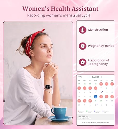 Miniatura 6 de Reloj inteligente de 1.83 pulgadas para mujer con llamada Bluetooth (respuestamarcación), rastreador de actividad física con más de 100 modos