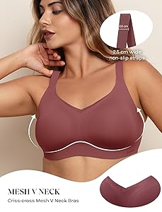 COMFELIE Women No Underwire Bra Comfy Seamless Bras Full Coverage Mesh Bralette with Adjustable Contrast Color Strap S-4XL