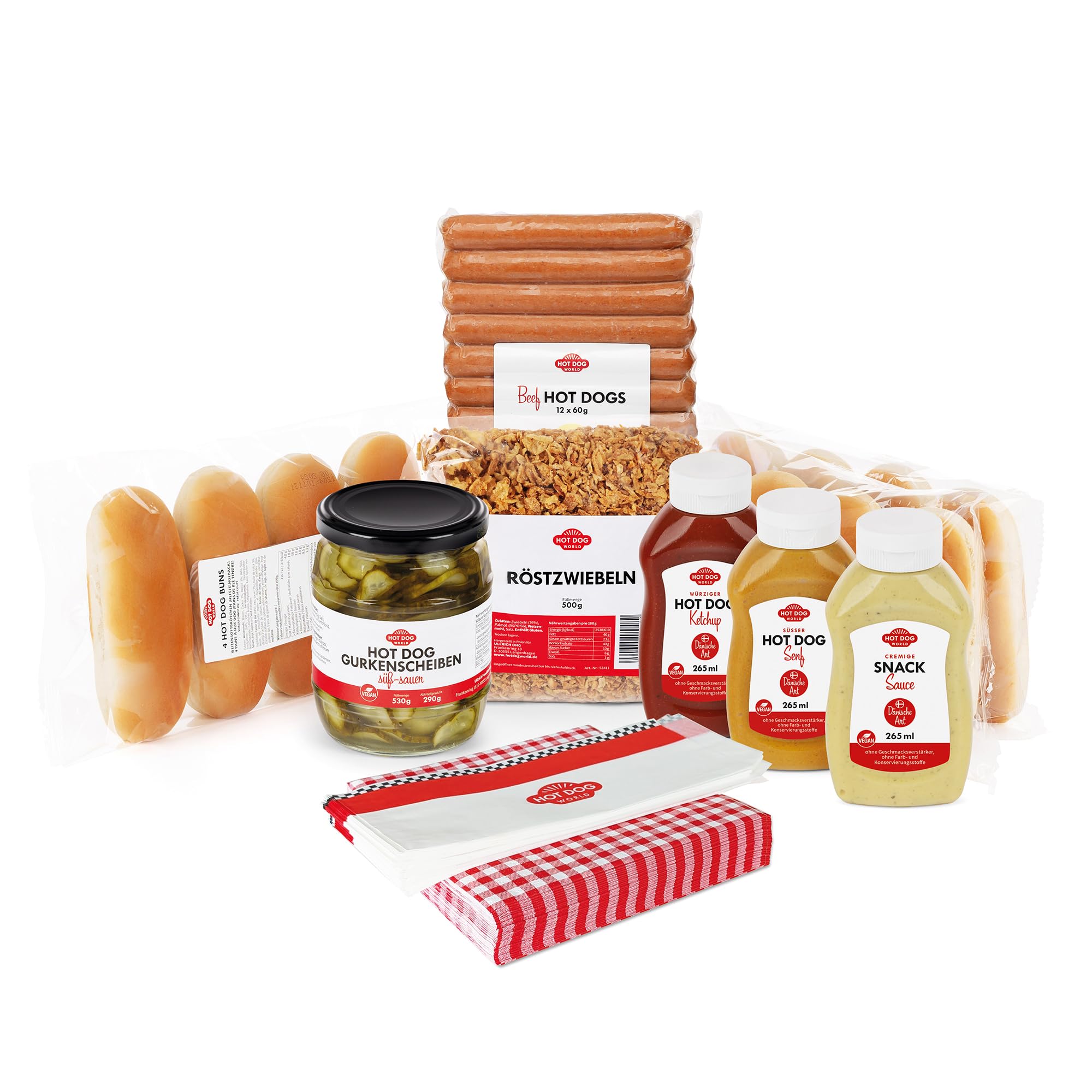 HOT DOG WORLD - Hotdog-Partypaket "dänische Art" für 12 Hot Dogs (Rind)
