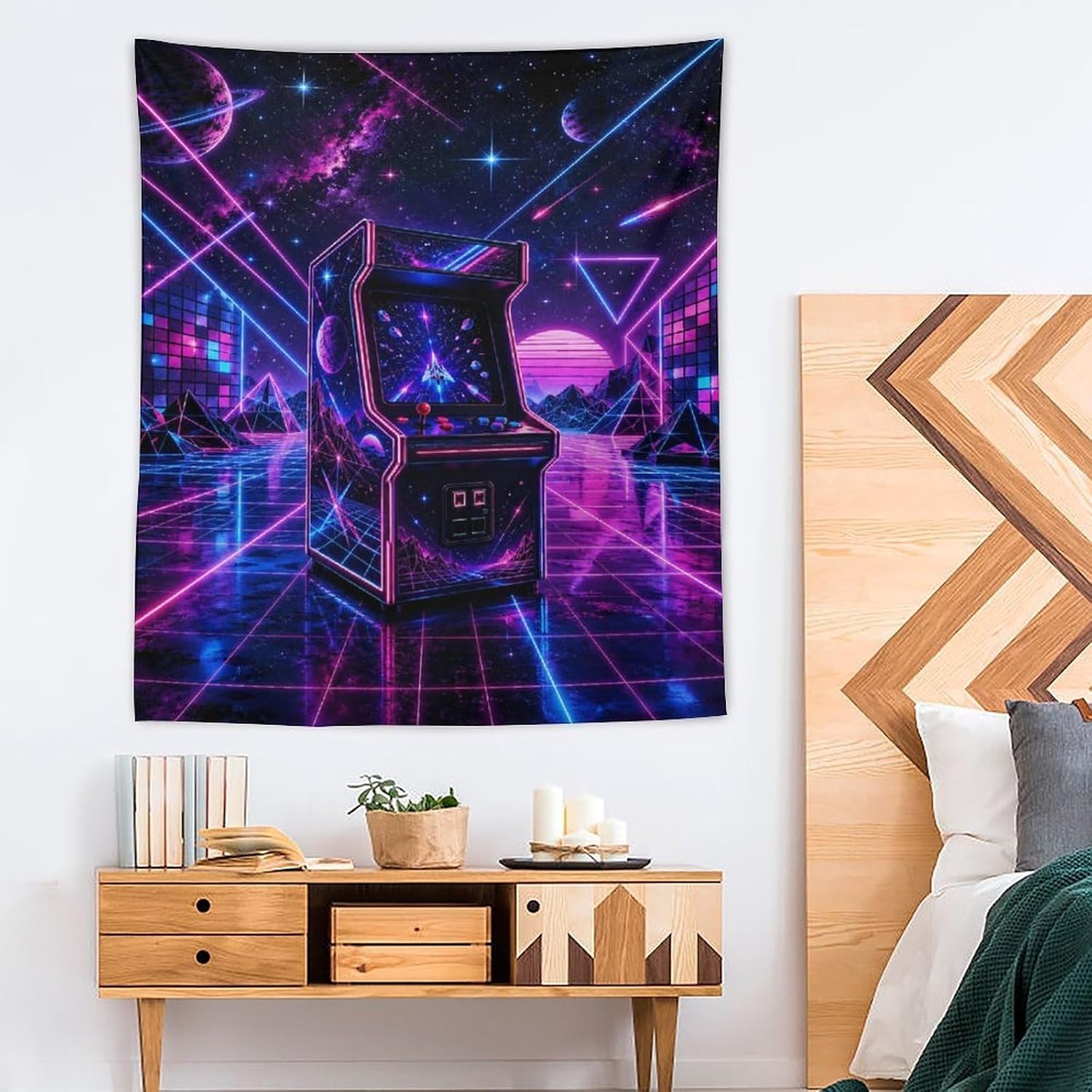 Wall Tapestry for Bedroom Dorm Living Room Decor Neon Arcade Cabinet