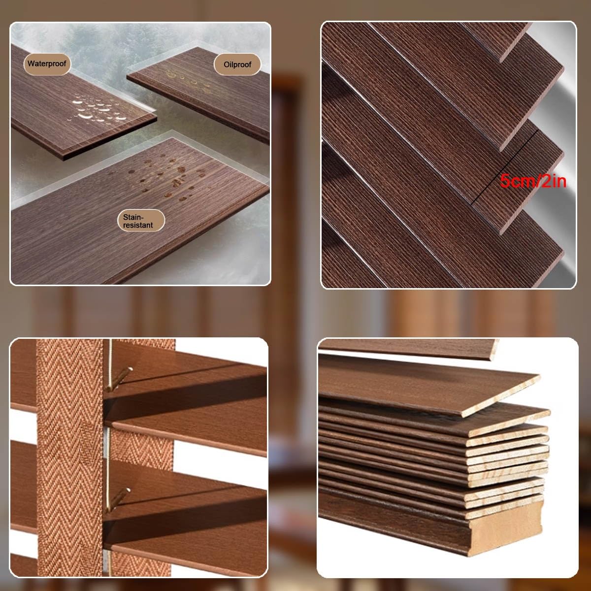 Tenda Veneziana Su Misura Tende Veneziana in Finto Legno Larghezza 25-165cm Altezza 50-290cm Persiane Veneziane Protezione Solare per Finestre Interne 50mm Lamelle(Black Walnut)