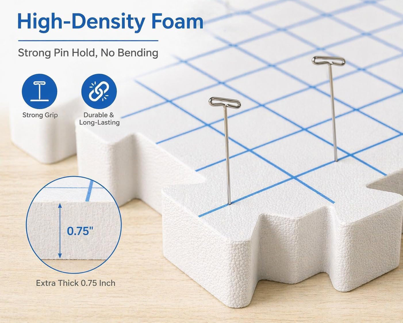 IRSTBL Knitting Blocking Mats Set – 9 Interlocking Foam Mats with Gridlines, 100 T Pins, 20 Locking Stitch Markers and Storage Bag – Crochet Blocking Boards Kit