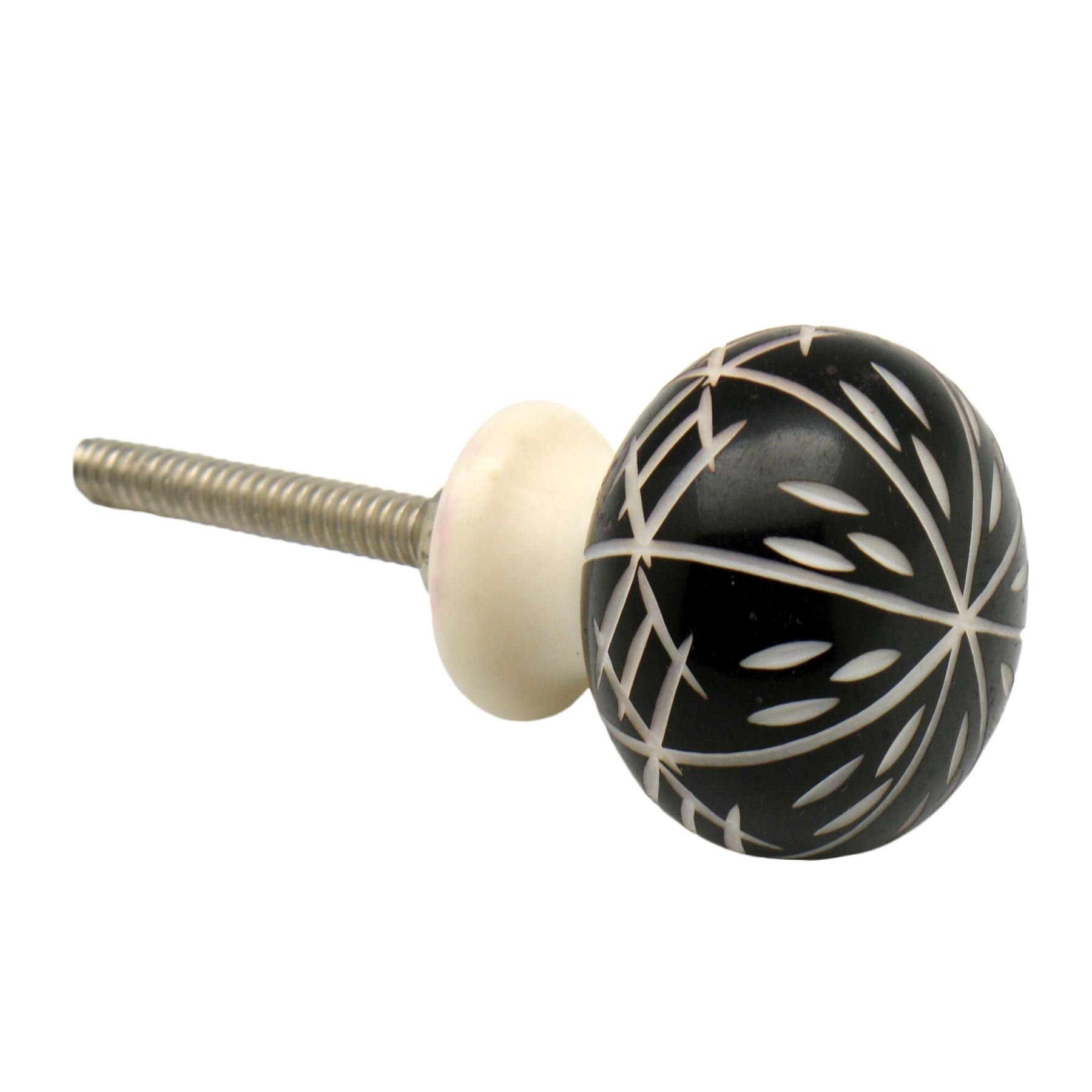 Nicola Spring Black Resin Cupboard Drawer Handle Knob