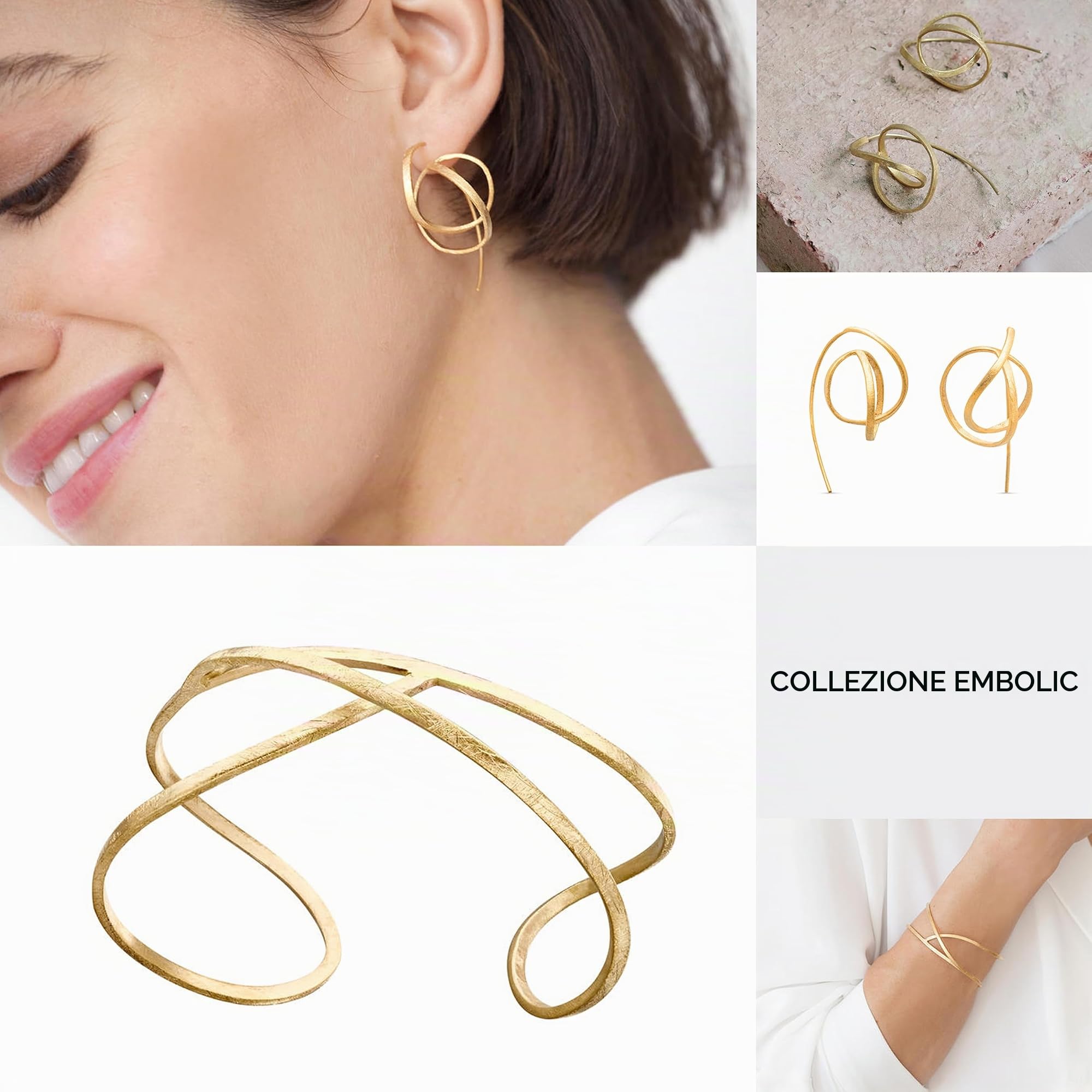 BRACCIALE DORATO EMBOLIC | Disegnato da Cristina Julià | Joidart | Collezione Embolic | Ottone dorato