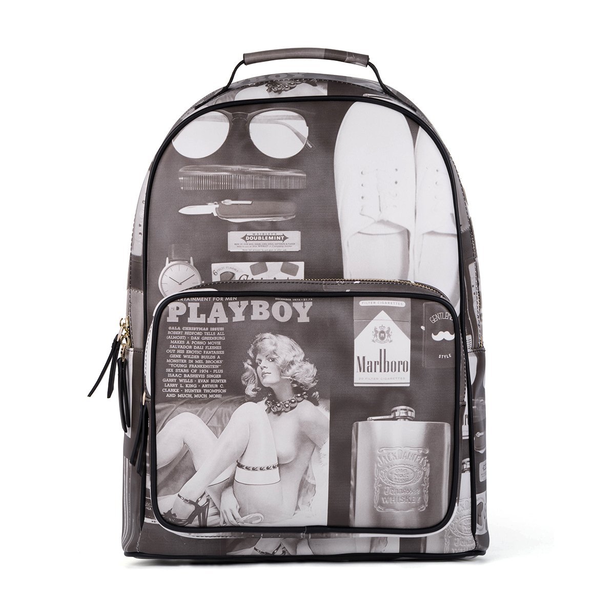 Black Leather School Bag Rucksack Men's Backpack Casual Daypack-Pin Up Girl