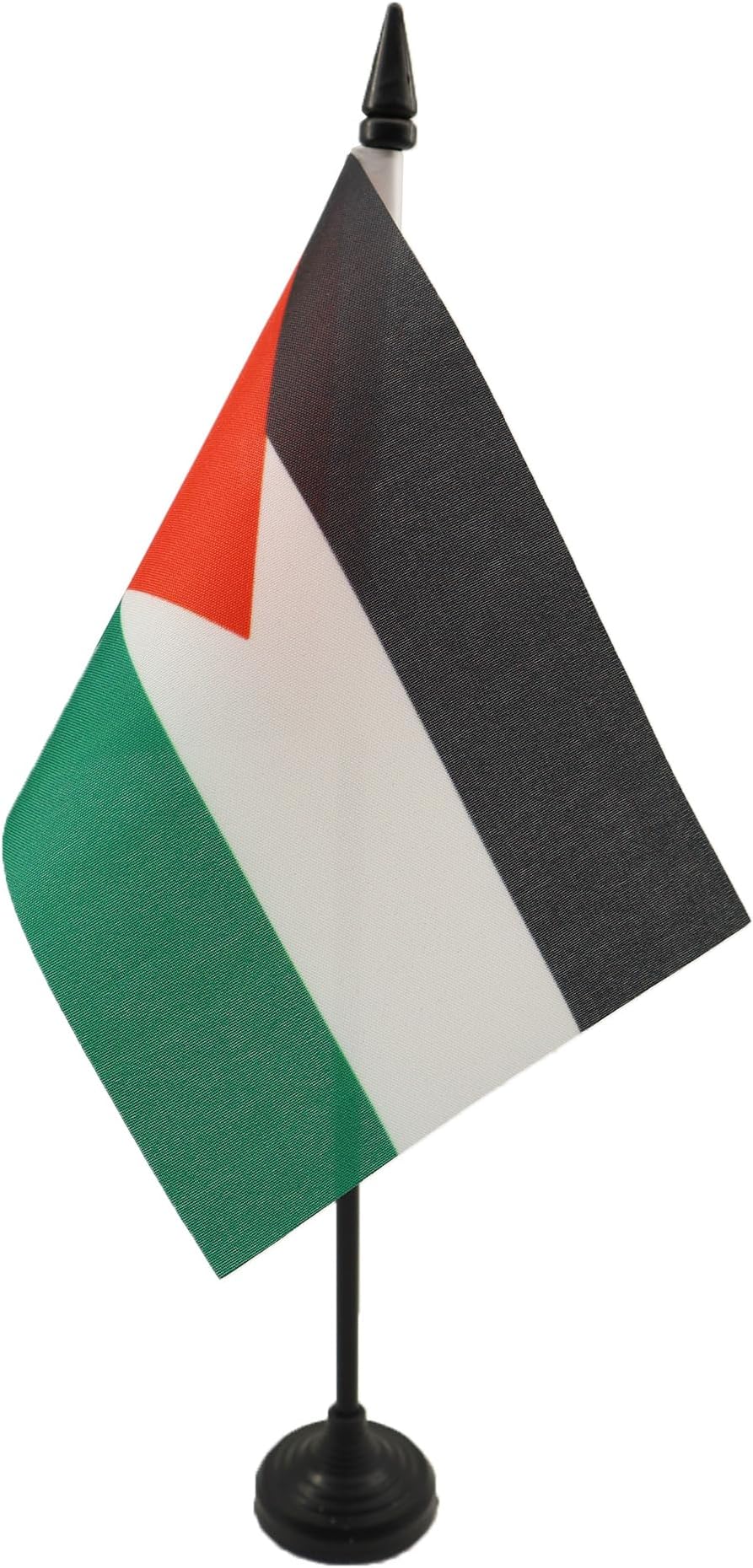 Jordan Table Flag 4'' x 6'' - Jordanian Office Mini Banner 100% Polyester 15 x 10 cm - Mini Desk Flag with 10'' Pole and Black Plastic Base