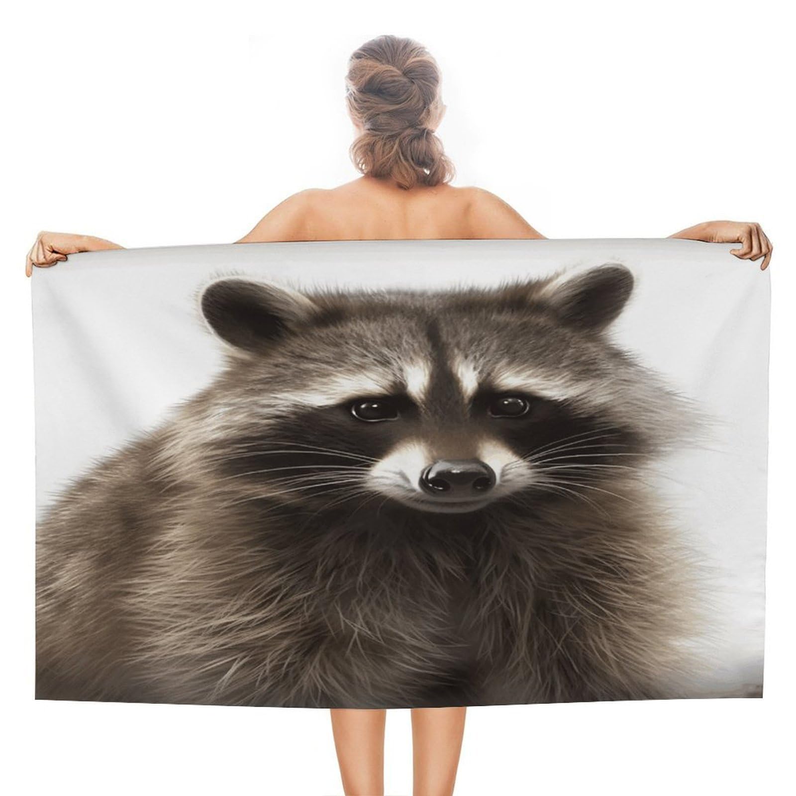 VstaDank Hairy Raccoon Beach Towels Super Absorbent Soft Lightweight Towel Large Stylish Swim Pool Towels Quick-Dry Oversize Bath Towel Travel Blankets for Adult Vacation&Gift