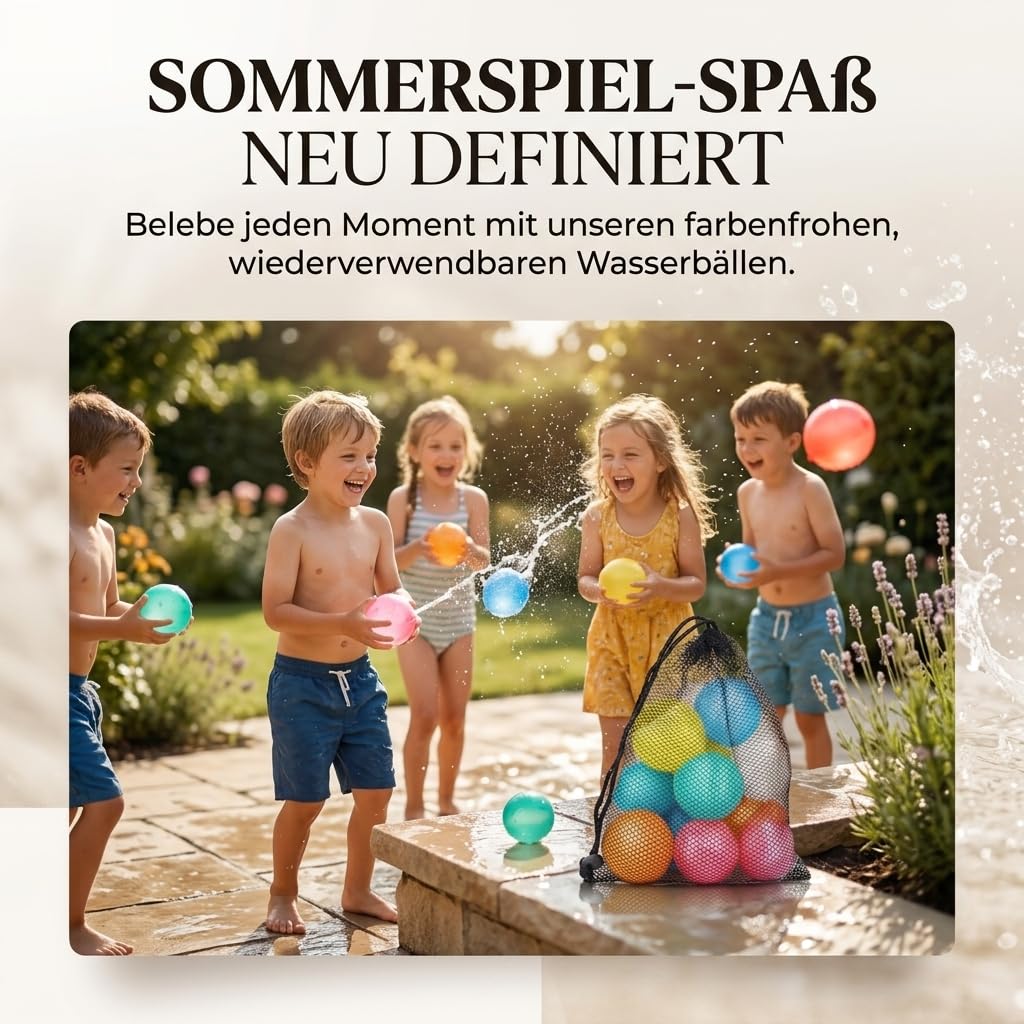 12 Stück Wasserbomben Selbstschließend Wiederverwendbar, Schnellfüller Silikon Spritzbälle für Erwachsene, Wasserbomben Silikon für Outdoor, Wasserpark,Wasserspielzeug (A)