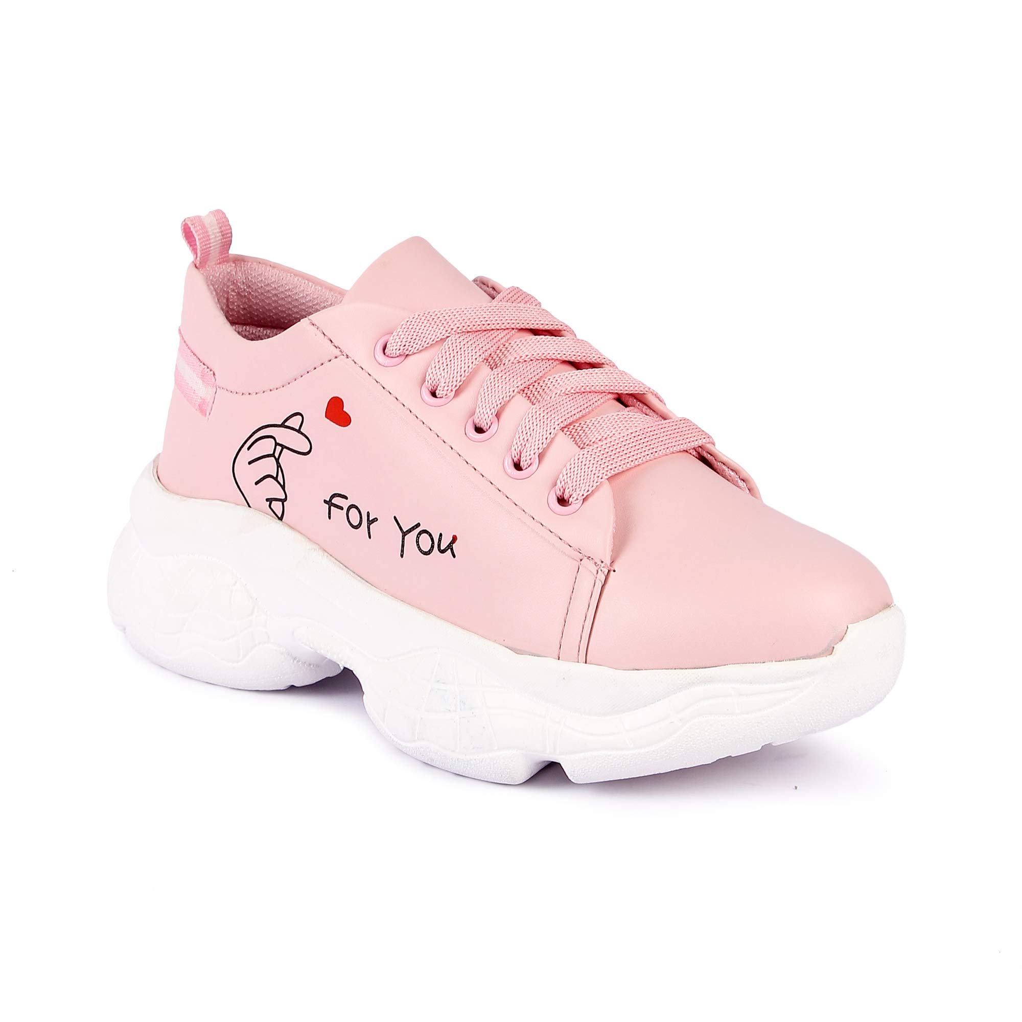 Longwalk Women Pink Lace-Up Printed Sneaker (B08KLXQK1F) Amazon Price History, Amazon Price Tracker