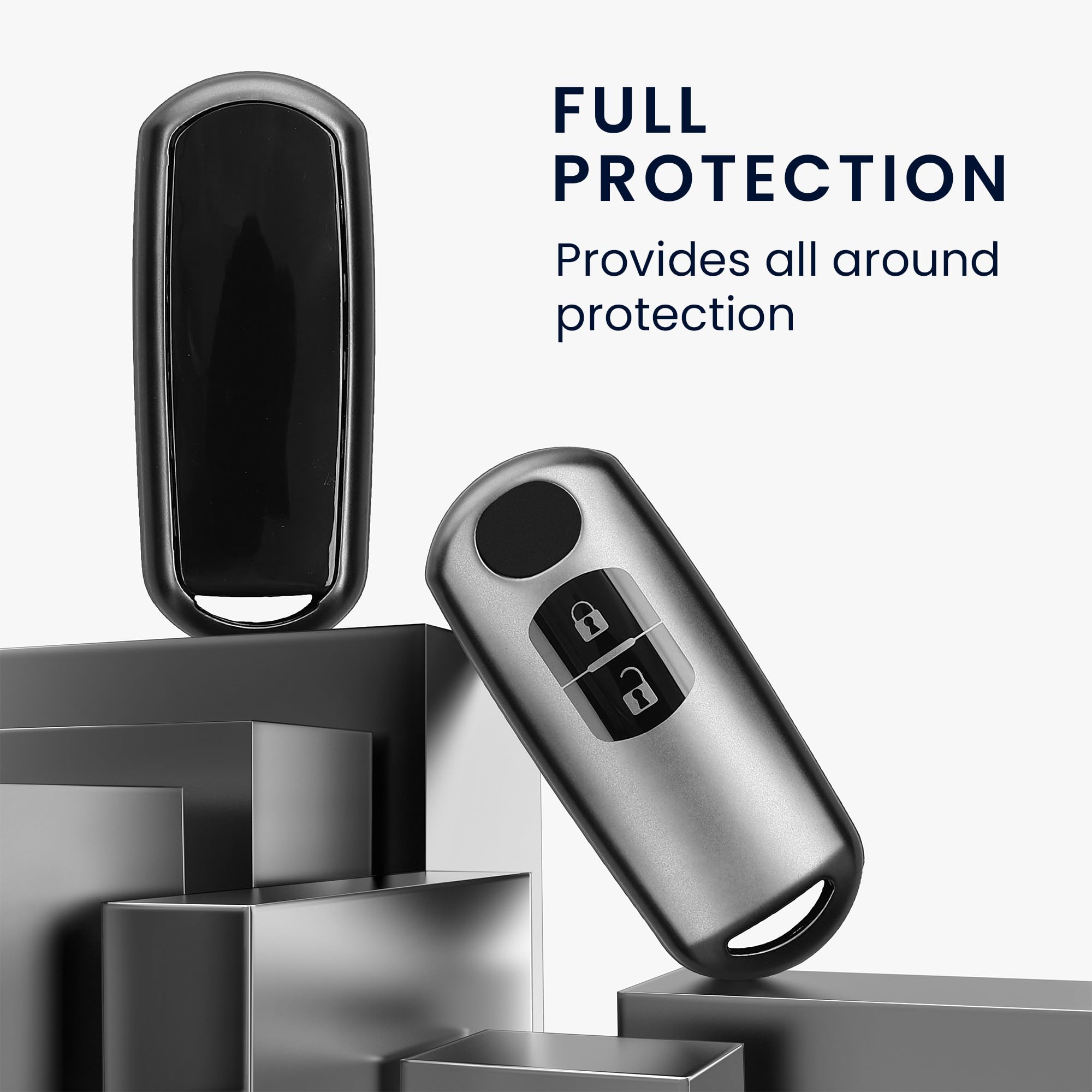 Kwmobile Boitier Clef Voiture Compatible Avec VW Skoda Seat 3-Bouton - Coque En Silicone De Clef De Voiture - U00c9tui De Protection Noir Mat-noir