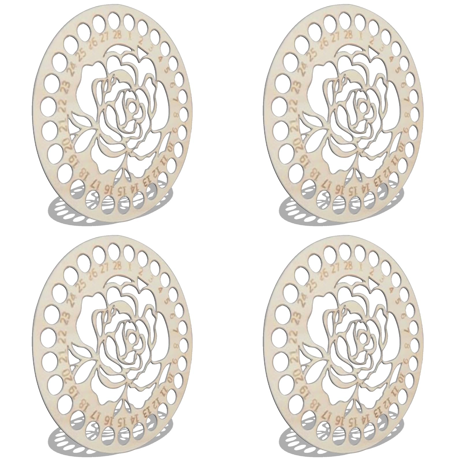 Xjdzineq 4Pieces Wood Stitching Thread Holder Disc Numbered Embroidery Floss Organiser for Needlework Sewing Craft Organiser