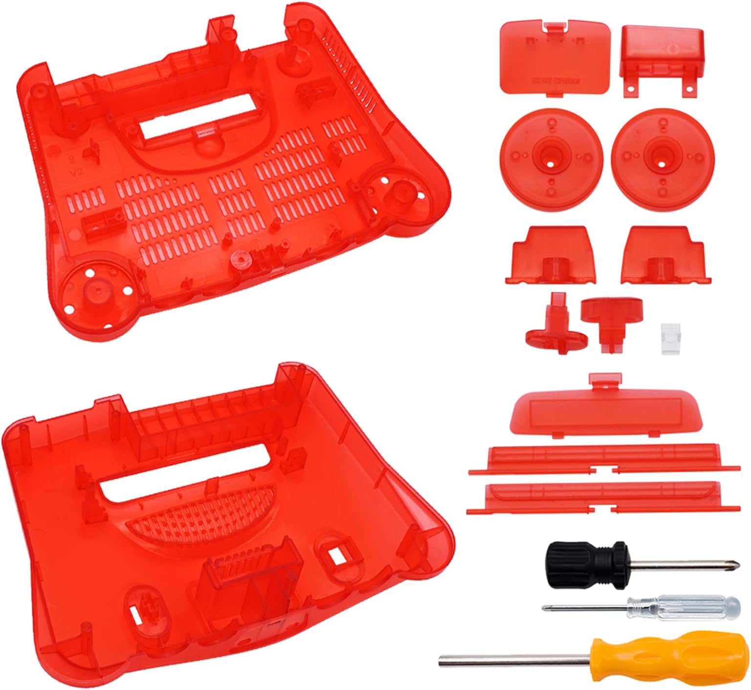 Translucent Shell Case Replacement for N64 Game Console Housing with Buttons Screwdrivers Gaming Accessories Parts