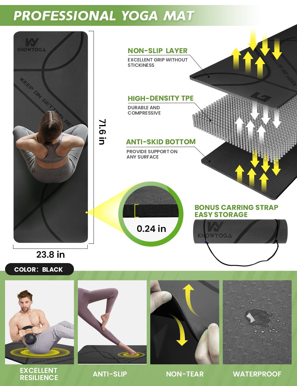 KNOWYOGA Yoga Starter Kit 12 in 1 - Yoga Set Include Yoga Mat, Foam Roller, 4 Resistance Bands, Yoga Blocks 2 Pack with Strap, 2 Peanut Massage Balls, Yoga kit and Sets for Beginners