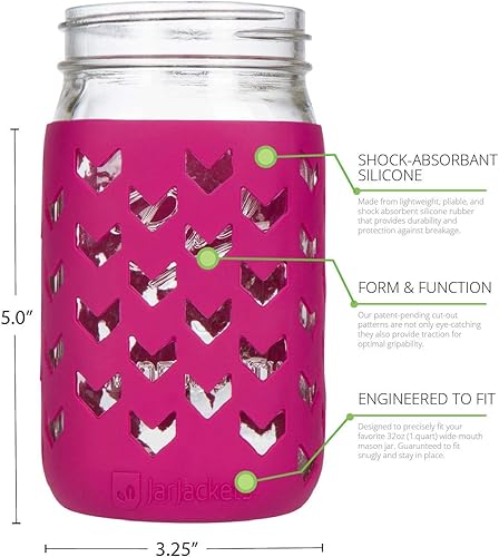 Miniatura 10 de JarJackets Funda de silicona para tarro de masón se adapta a tarros de boca ancha de 32 oz 1 cuarto de galón