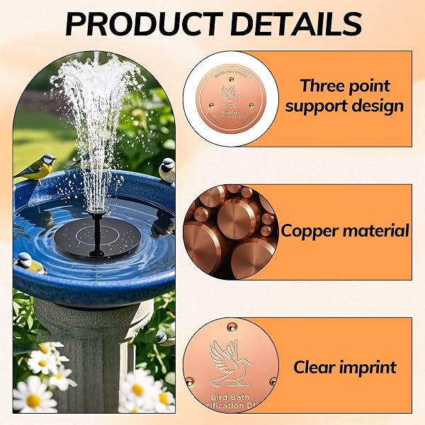 2 Pack Pure Copper Purification Disk, Bird Bath Bowl Flat Round for Bird Bath Clean, Disk for Physical Safe Clean Water All-Season, Fit for Outdoor Birdbaths & Bowls Birdbaths Fountains etc - 3