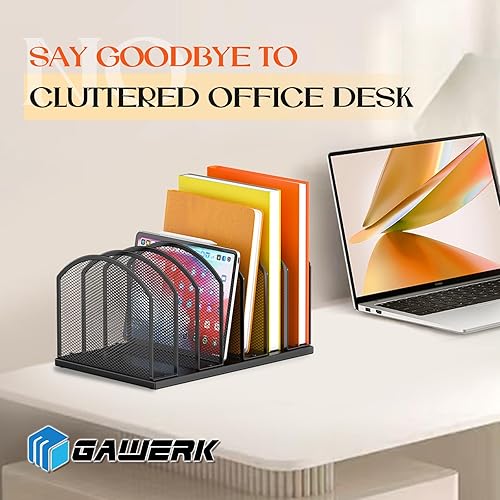 Miniatura 6 de Paquete de 2 organizadores de archivos verticales de metal de 7 secciones, clasificador de letras pequeñas de oficina, organizador de archivos de