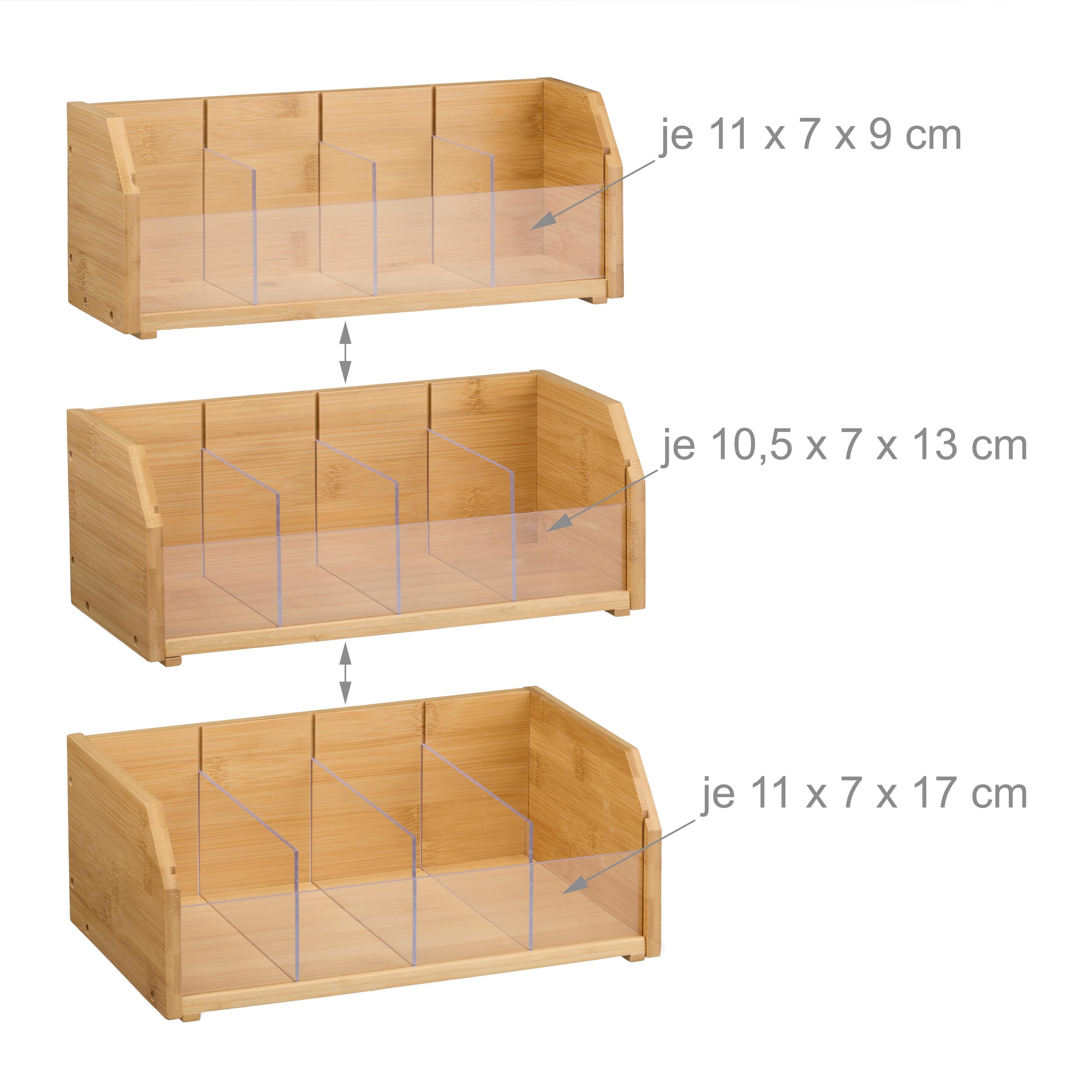 Relaxdays Organiseur à thé, 12 Compartiments, en Bambou, Aussi pour Capsules de café, HLP : 36 x 31 x 19 cm, Nature