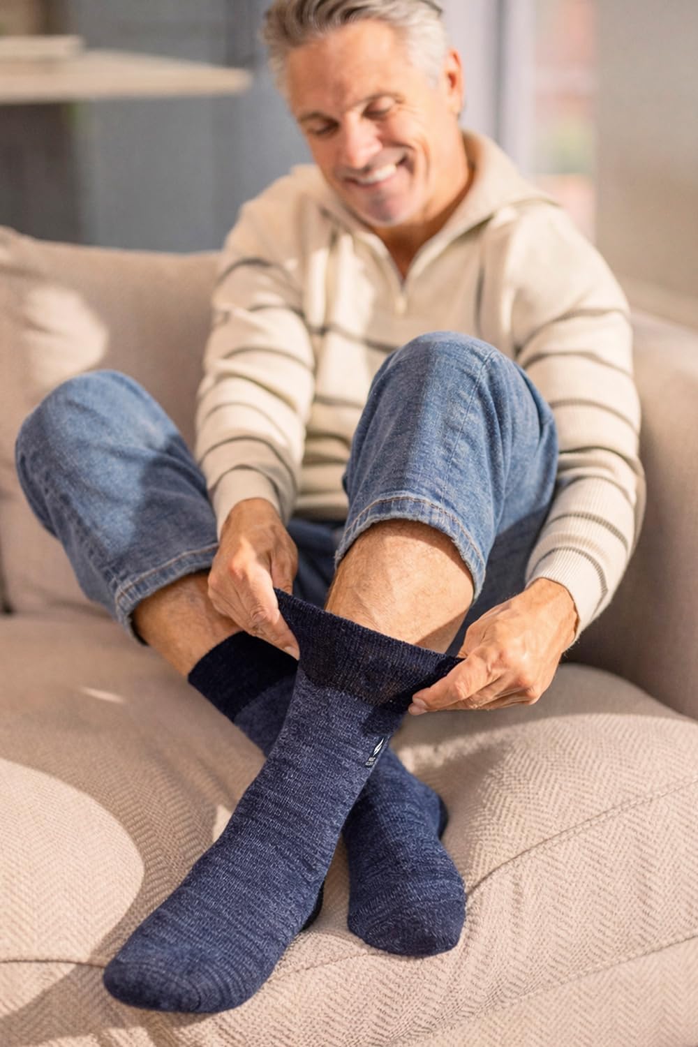 Gentle Grip Men's Thermal Non-Binding Socks 3 Pair Pack | 1.0 TOG Extra Warm Brushed Winter Socks (7-12)