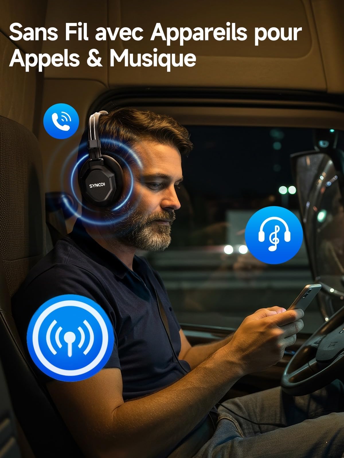 SYNCO XTALK Xmax Casque Intercom sans Fil, Casque Double Oreille Portée 500m Autonomie 24h pour Événements, Télévision, Tournage, Communication d'Équipe 5 PCS