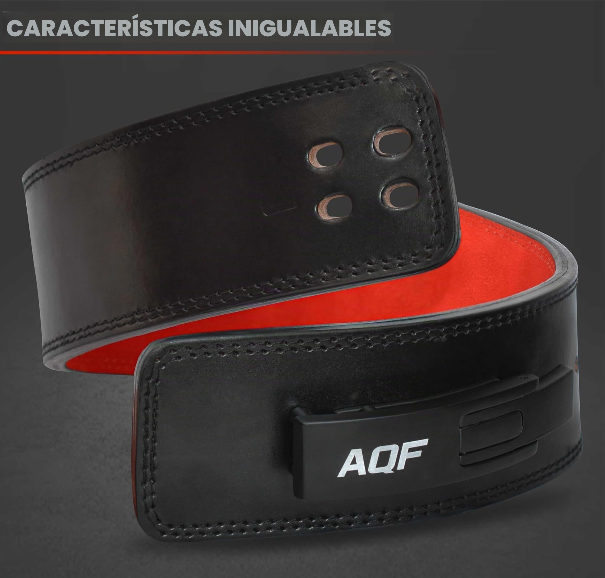 AQF Cinturón Gym Cuero 13mm, Hebilla de Palanca, IPL y USPA Aprobada