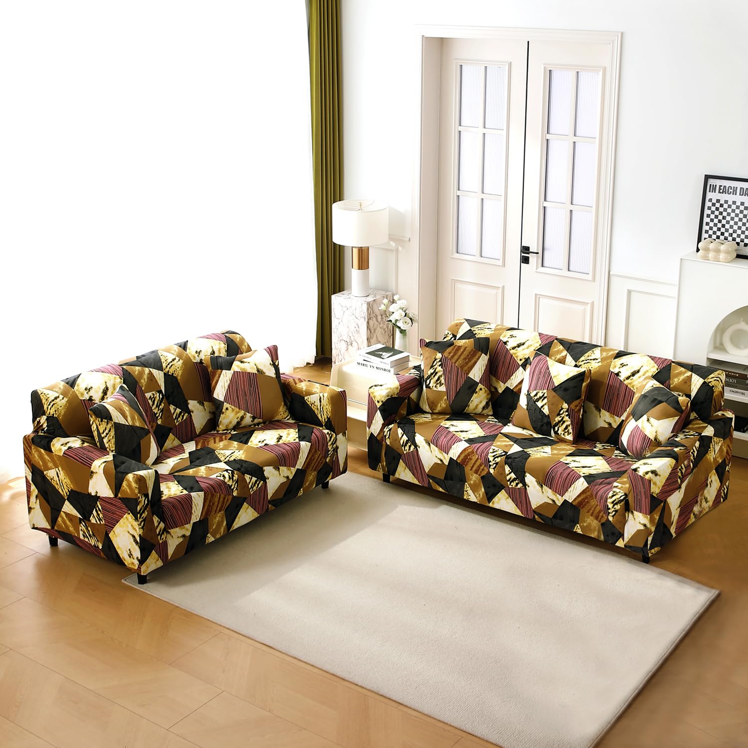 HOKIPO 140 GSM Stretchable 3+2 Seater Sofa Cover, Intense Grey Abstract Floral (AR-4946+AR-4947-C2) (B0DFY8V3RB) Amazon Price History, Amazon Price Tracker