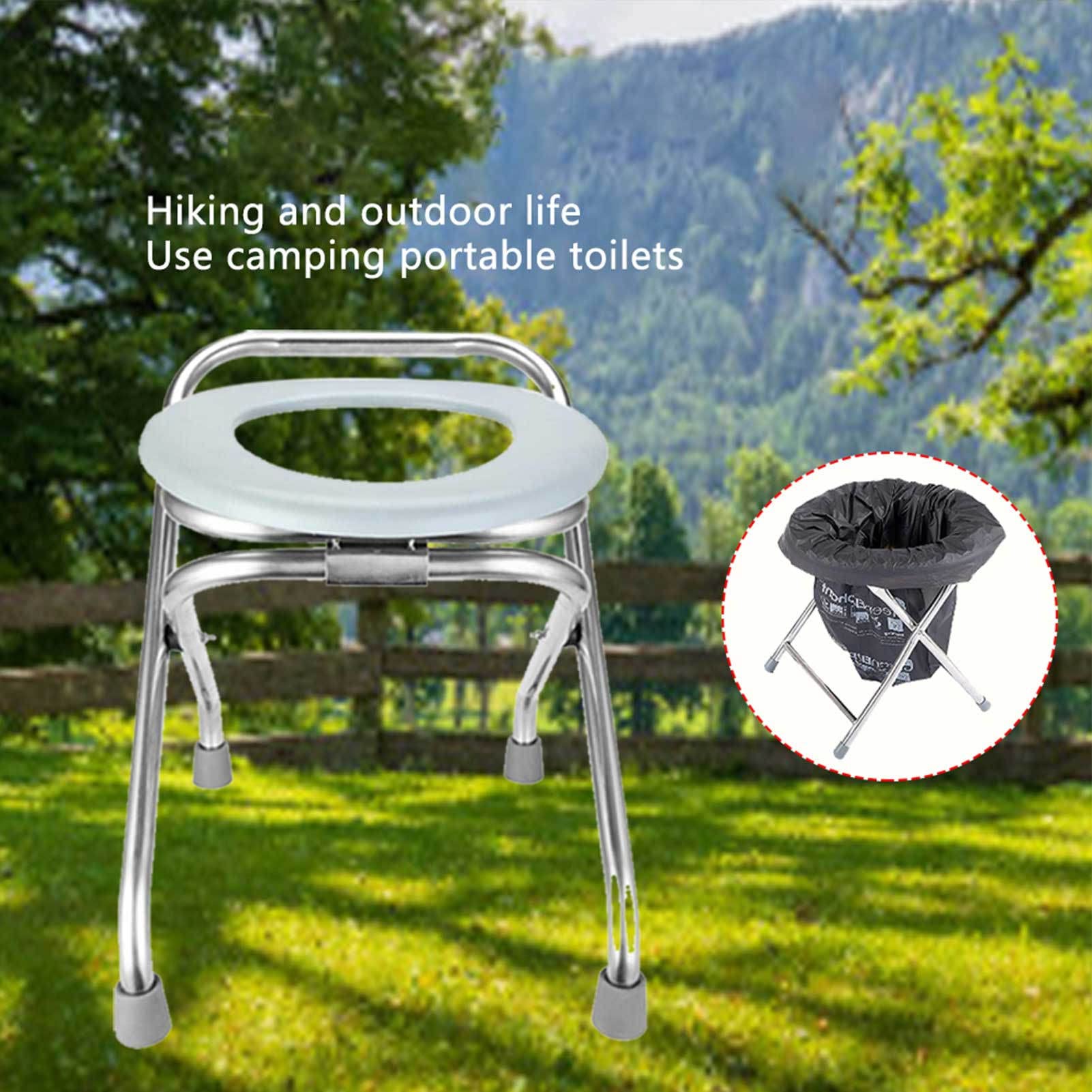 Chaise De Toilette De Camping Portable, WC Camping Car Toilette Seche, Toilette Pliable avec Siège De Toilette, Chaise De Toilette De Camp Pliante De 38 Cm De Hauteu