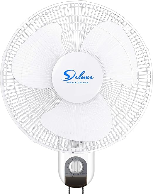 Simple Deluxe Wall Fan, 16 Inch Household Wall Mount Fan, Oscillating