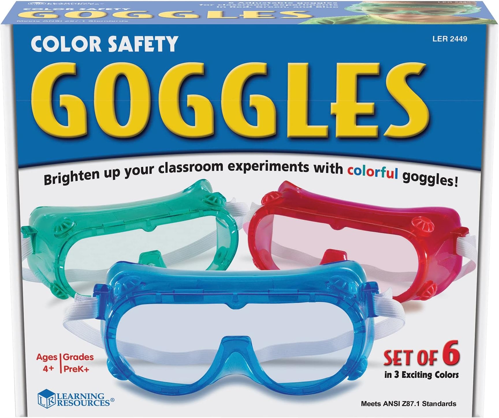 Learning Resources Colored Safety Goggles - 6 Pieces, Ages 4+ Classroom Accessories, Perfect for Kid's Science Experiments