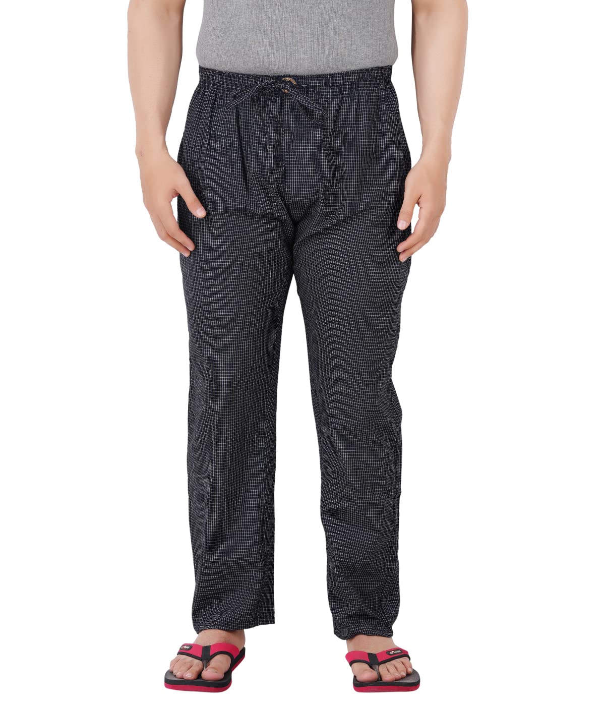 Alpha Men's Cotton Woven Checked Pyjama/Pajama/Track Pant for Casual/Night Wear/Lounge Wear Pack of 1 Mini Checked Black-picture-30