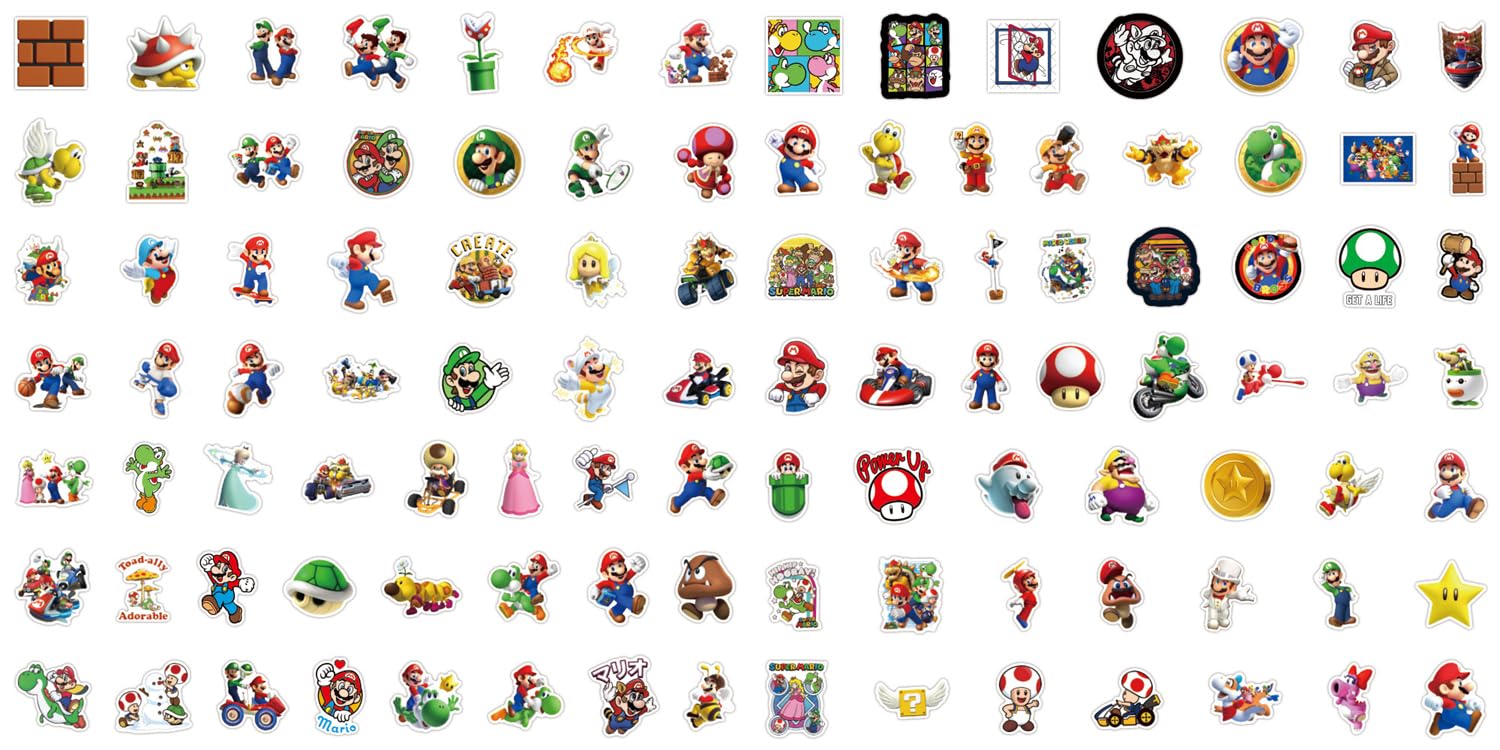CAREOR 100Pcs Cartoon Marrio Stickers - Image 2